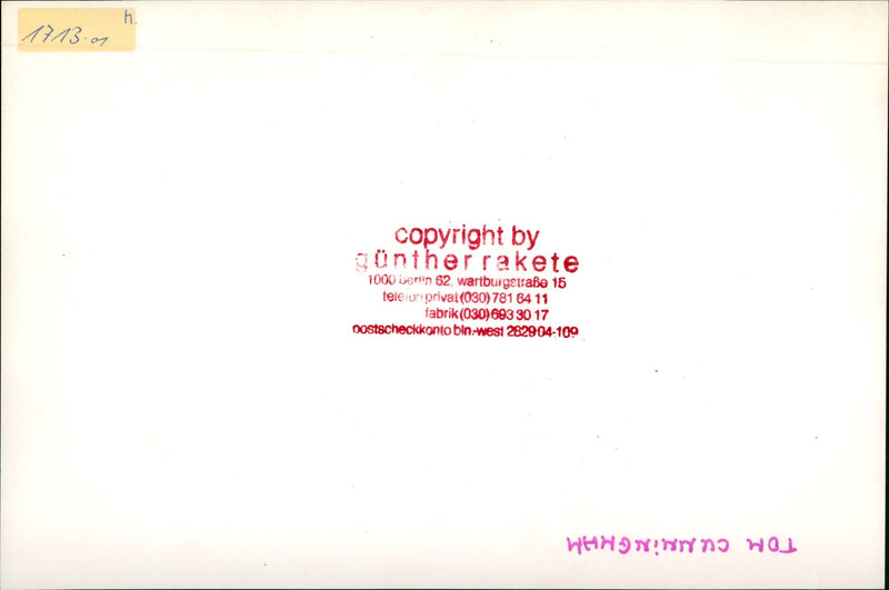 Tom Cunningham - Vintage Photograph