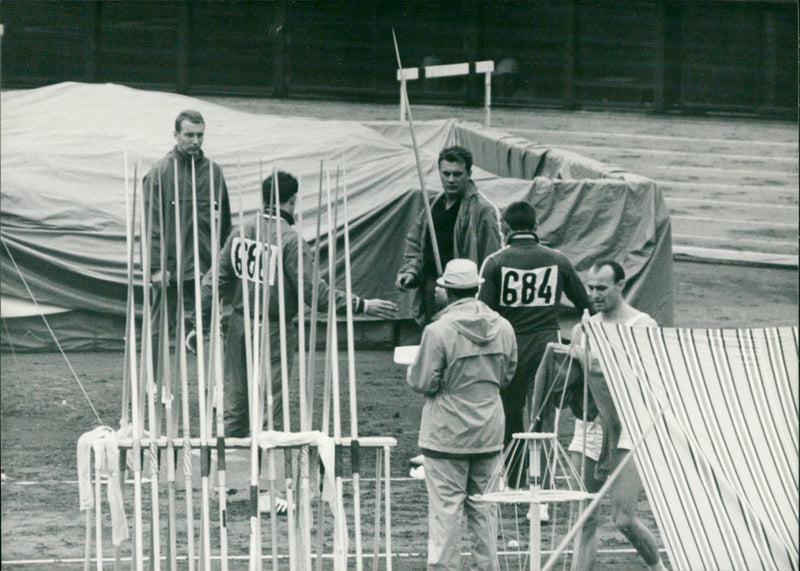 Javelin throwing competition at the 1964 Olympic Games - Vintage Photograph