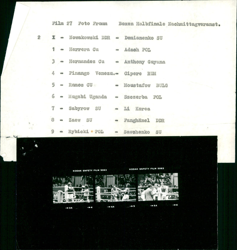 BOXING SEMIFINALS AFTERNOON EVENT NOWAKOWSKI GDR DEMIANENKO HERRERA FILM - Vintage Photograph