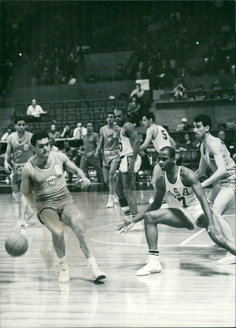 Basketball Summer Olympics - USA v Uruguay - Vintage Photograph