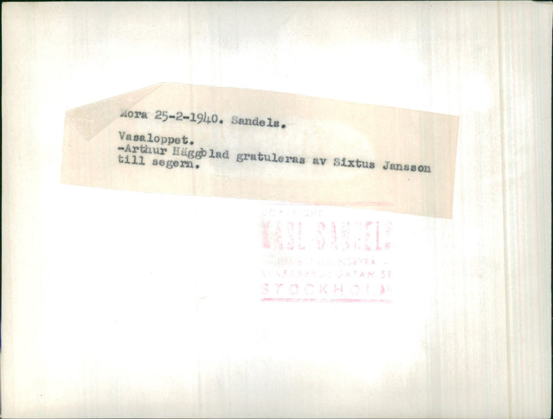 Arthur Häggblad Vasaloppet 1940 - Vintage Photograph