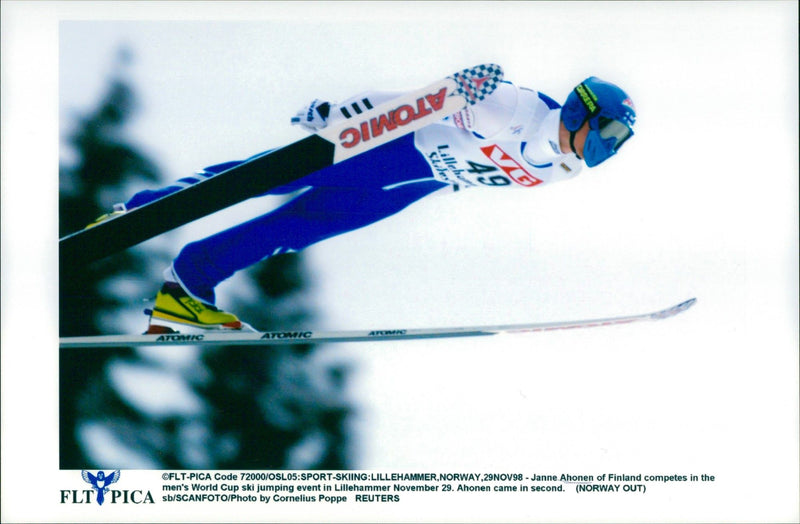 Janne Ahonen, Finland, competes in World Cup ski jumping / ski jumping in Lillehammer - Vintage Photograph