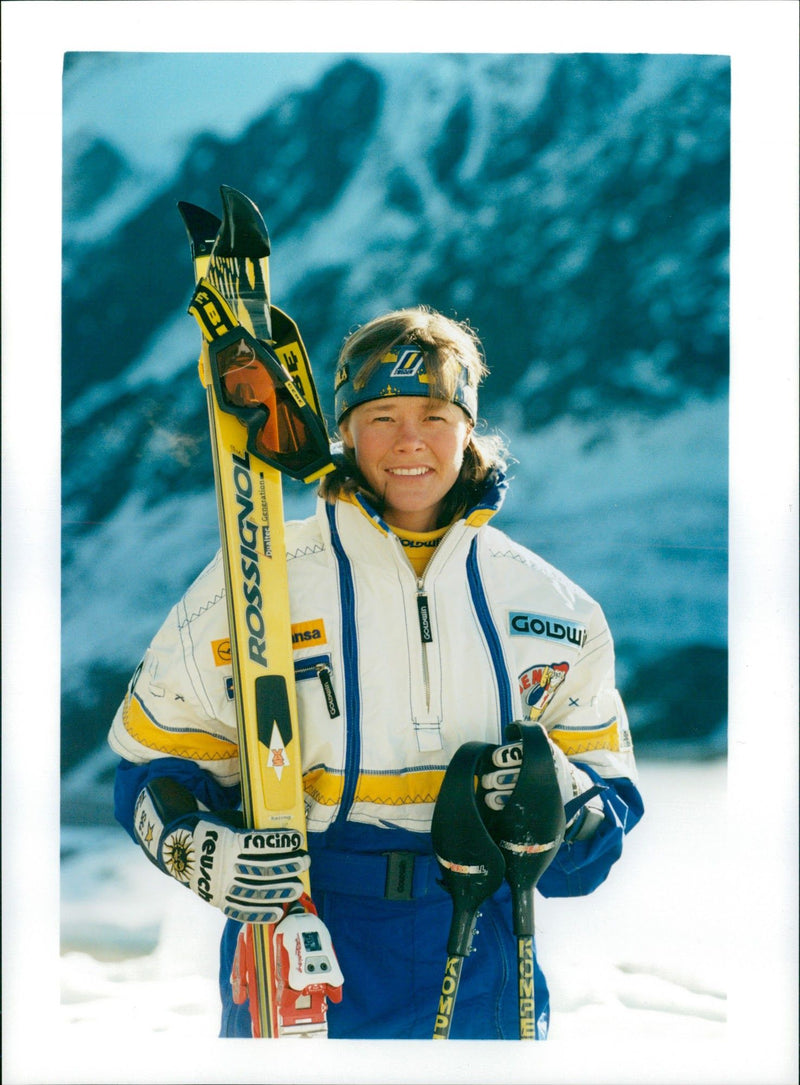 Kristina Andersson, Swedish alpine ski team - Vintage Photograph