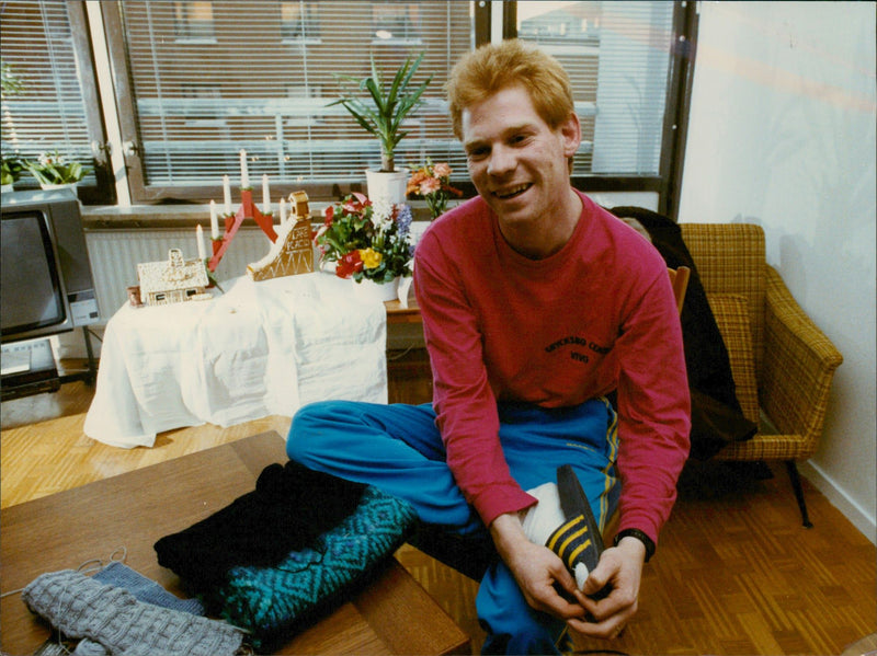 Jan Boklöv in his home in Tensta - Vintage Photograph