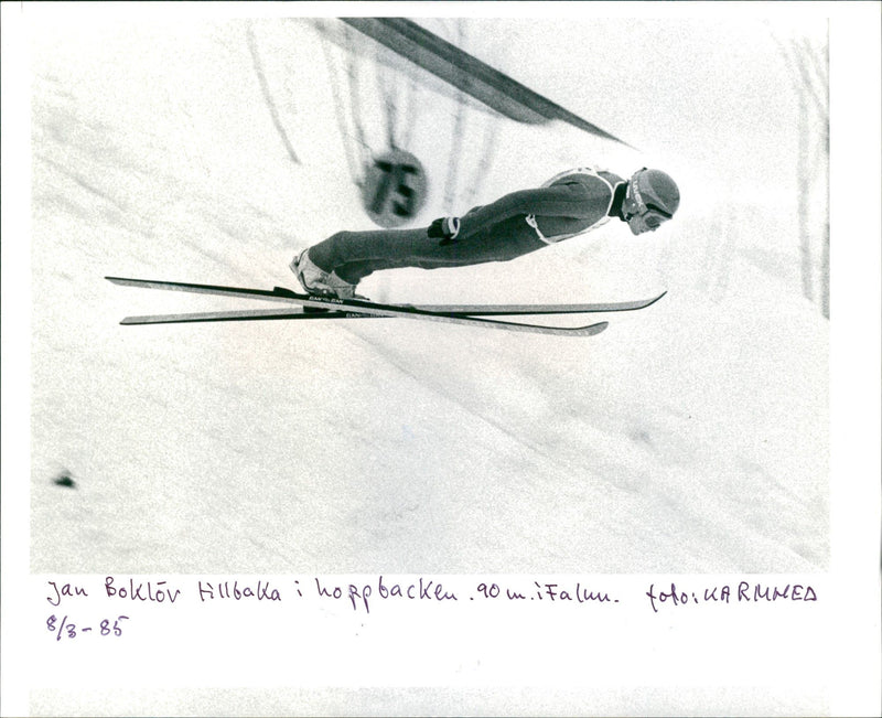 Jan Boklöv, 90 m, the ski jump in Falun - Vintage Photograph