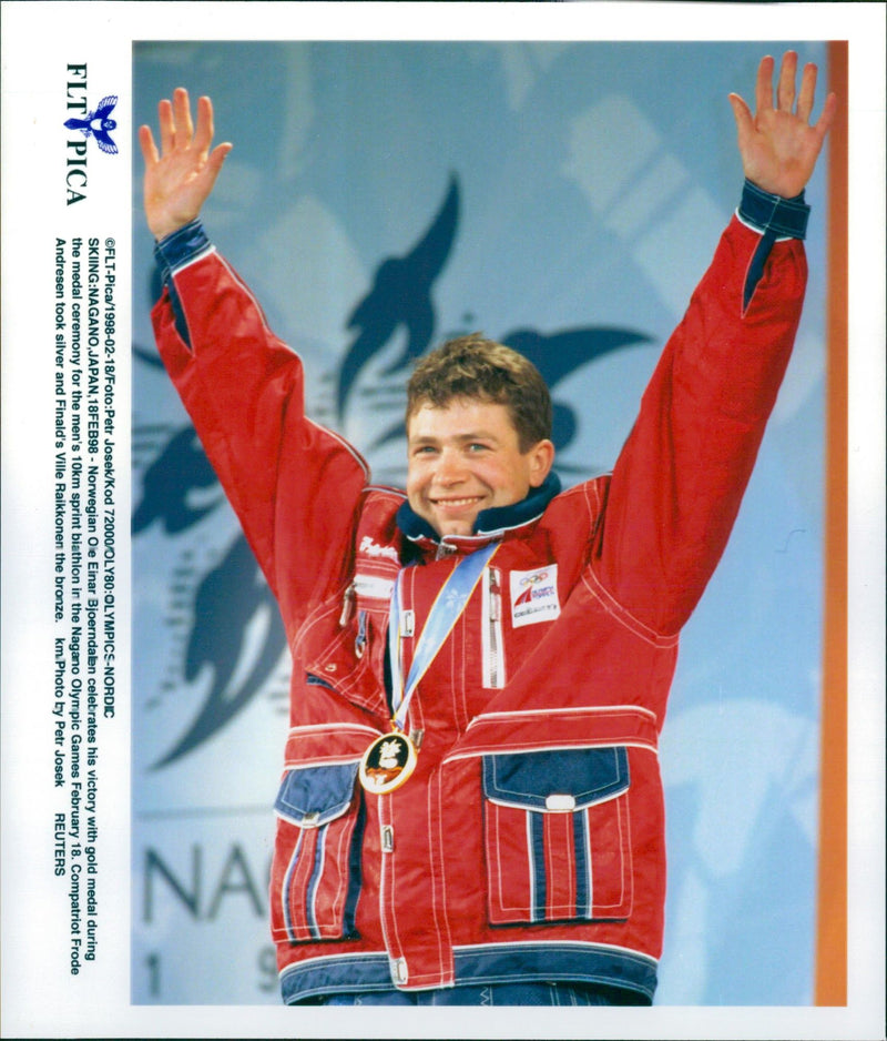 Ole Einar Bjørndalen took gold in the 10km sprint in the Olympics in Nagano - Vintage Photograph