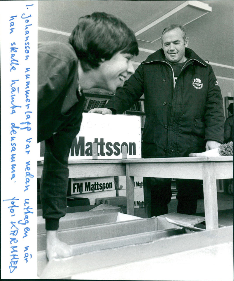 Ingemar Johansson picks up his number plate for the Vasaloppet 1983 - Vintage Photograph