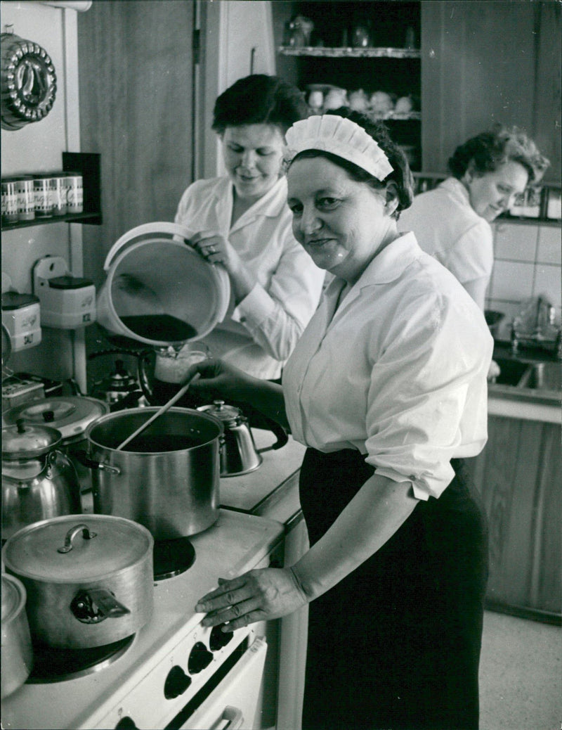 The blueberry soup is warming up for the Vasaloppet 1962 - Vintage Photograph