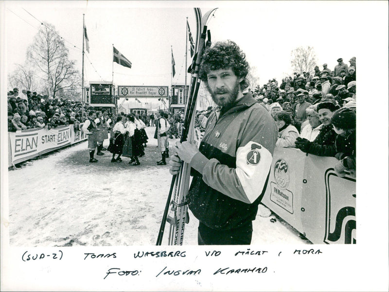 Thomas Wassberg at the finish in Mora. Vasaloppet 1984 - Vintage Photograph