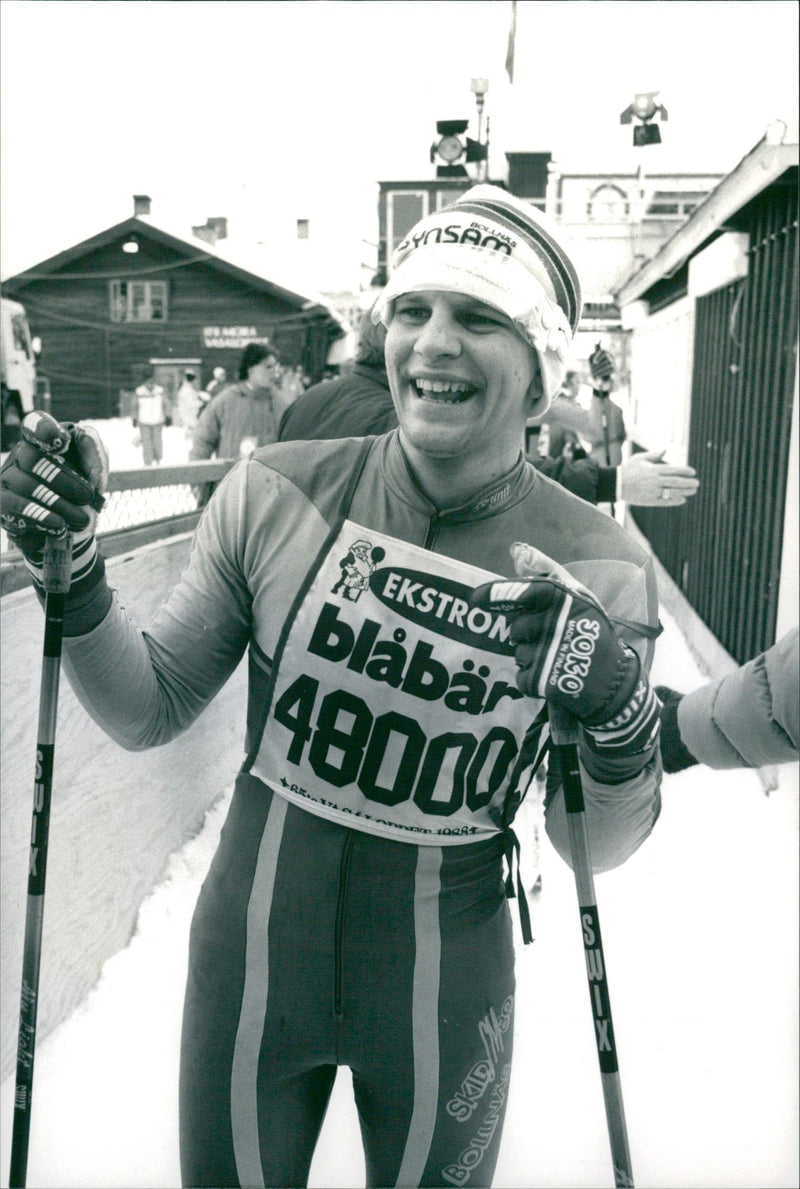 Birger Fält, (winner of the TV program "Kvitt eller Dubbelt" about the Vasaloppet) Vasaloppet 1988 - Vintage Photograph