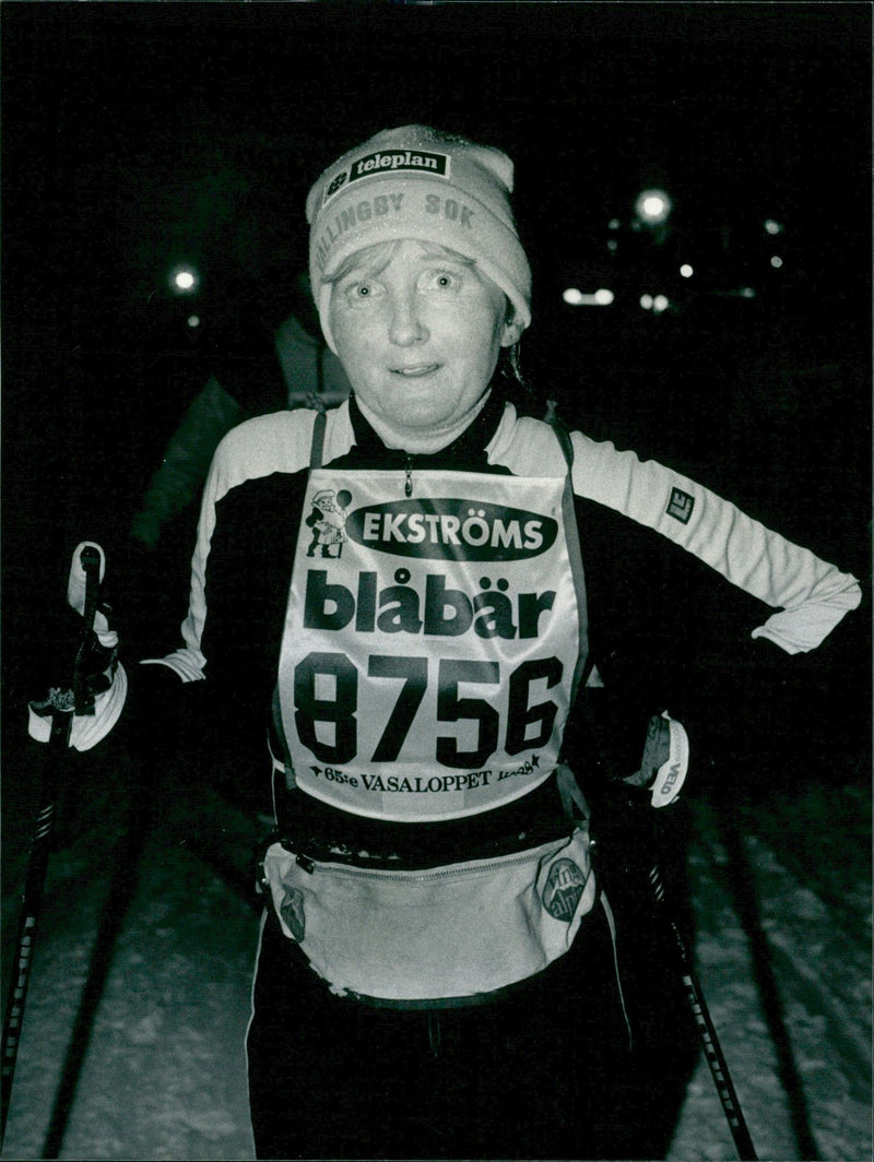 Ann-Charlotte Busvall, best sibling couple in "Fathers' track" Vasaloppet 1988 - Vintage Photograph