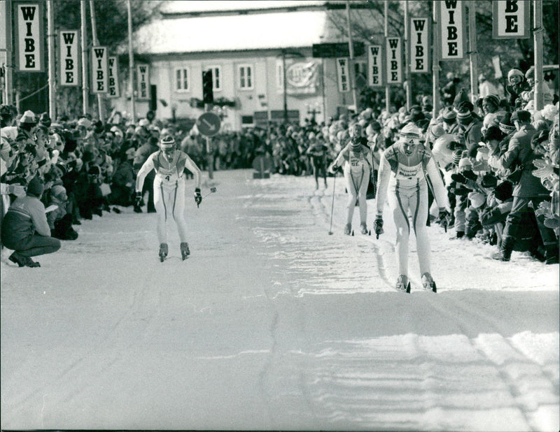 Vasaloppet 1986. 1. Bengt Hassis, 2. Anders Blomqvist and 3. Hans Persson - Vintage Photograph