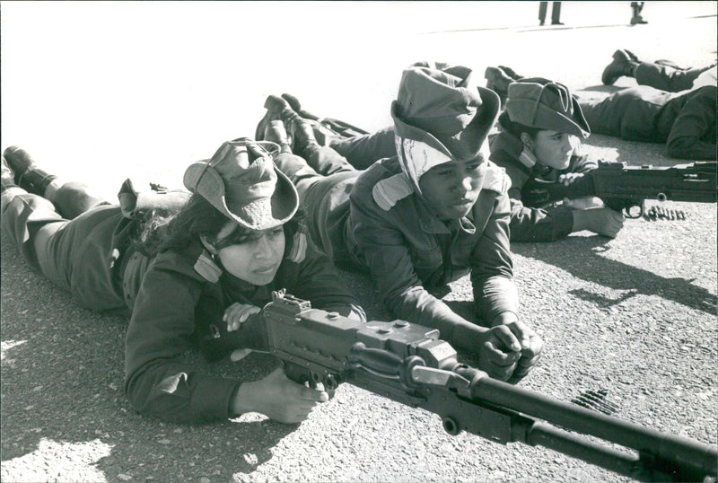 The Women's Military Academy in Libya trains the best of Muammar Gaddafi's personal bodyguards - Vintage Photograph