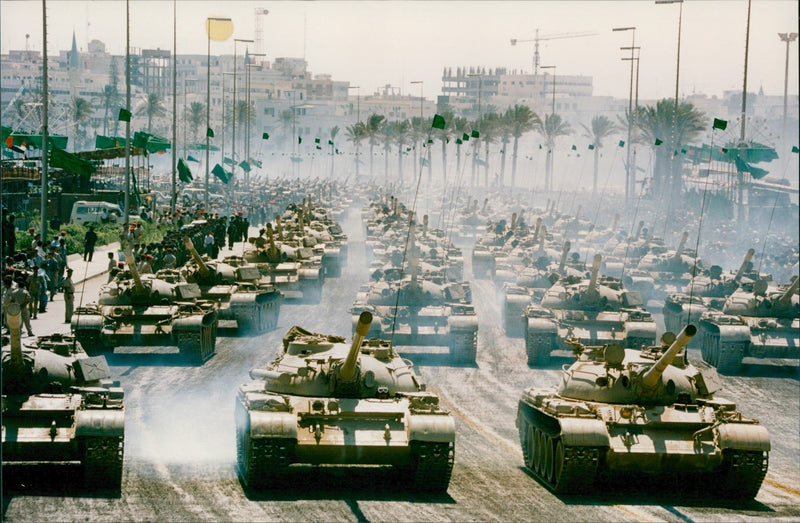 Military parade in Tripoli on the occasion of the 25th anniversary of the Libyan revolution - Vintage Photograph