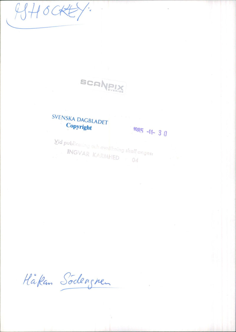 Håkan Södergren ice hockey - Vintage Photograph