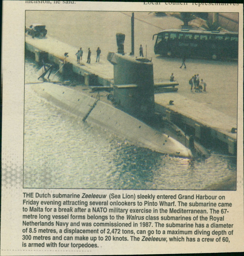 The Dutch submarine Zeeleeuw (Sea Lion) - Vintage Photograph