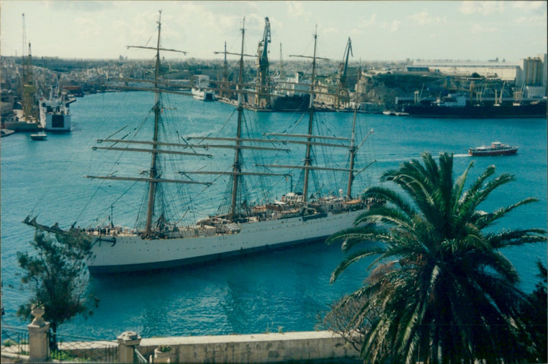 SEDOV Ship in Grand Harbour - Vintage Photograph