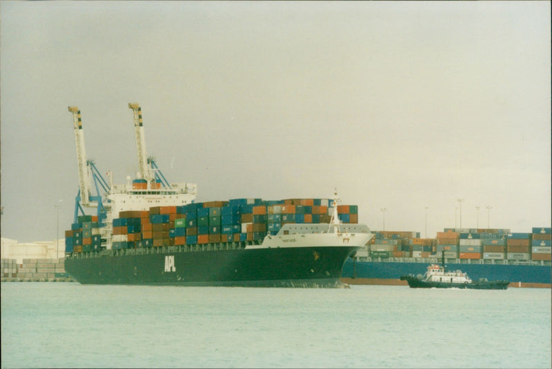Container ship runs aground off Marsaxlokk - Vintage Photograph