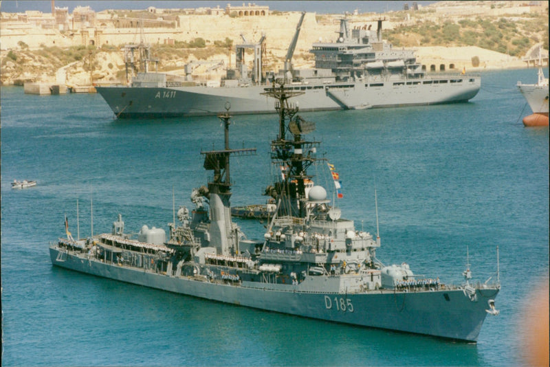 German Destroyer Lütjens and Berlin-Class Replenishment Ship - Vintage Photograph