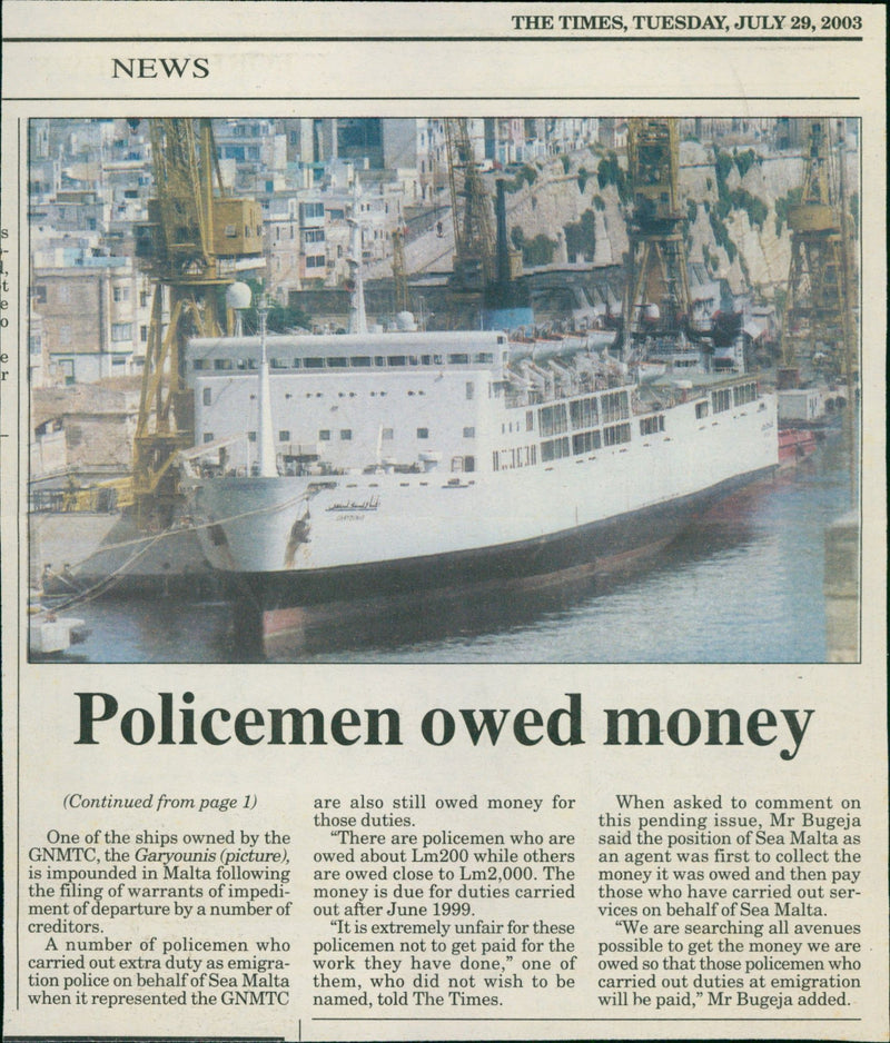 Garyounis Ship Impounded in Malta - Vintage Photograph