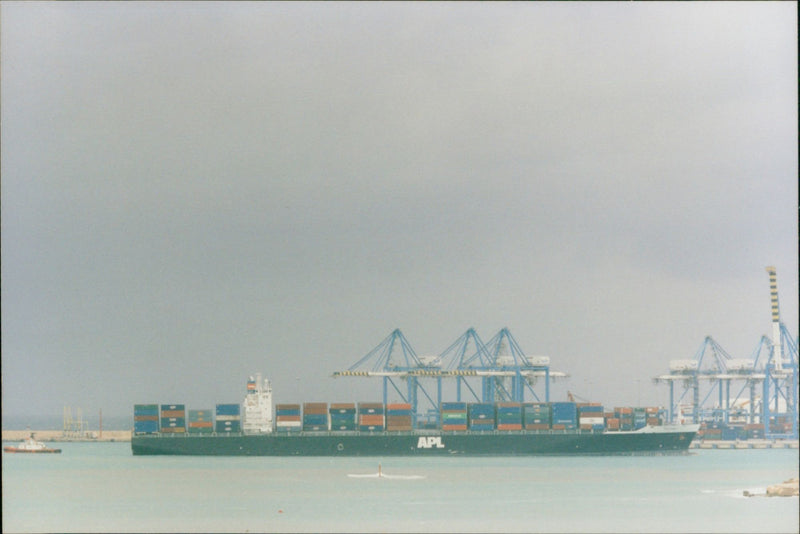 Container ship runs aground off Marsaxlokk - Vintage Photograph