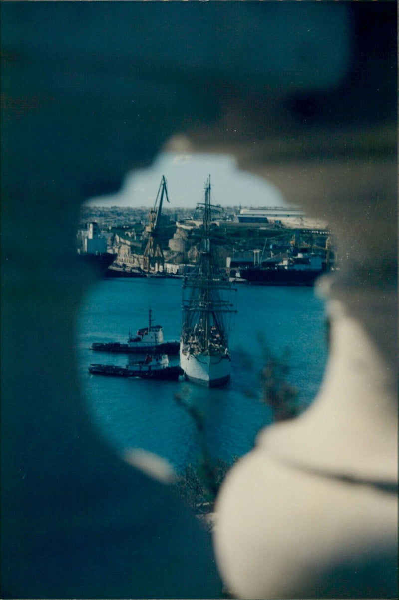 SEDOV Ship in Grand Harbour - Vintage Photograph