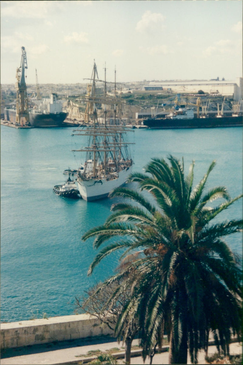 SEDOV Ship in Grand Harbour - Vintage Photograph