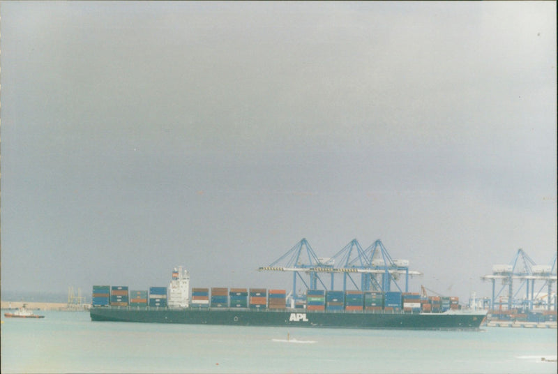 Container ship runs aground off Marsaxlokk - Vintage Photograph