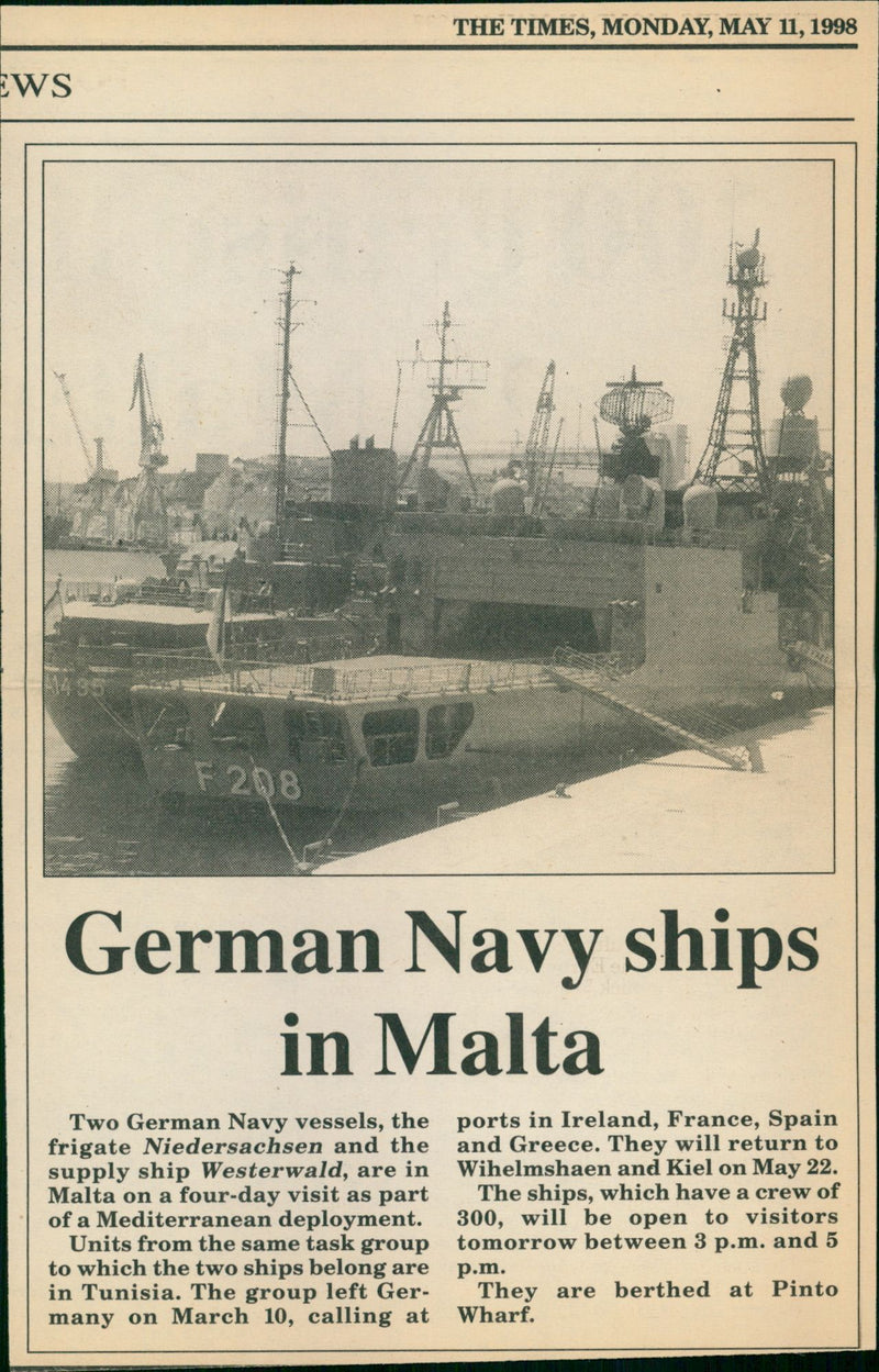 1998 MALTA SECOND SHIP FRANCE GERMAN - Vintage Photograph