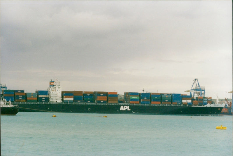 Container ship runs aground off Marsaxlokk - Vintage Photograph