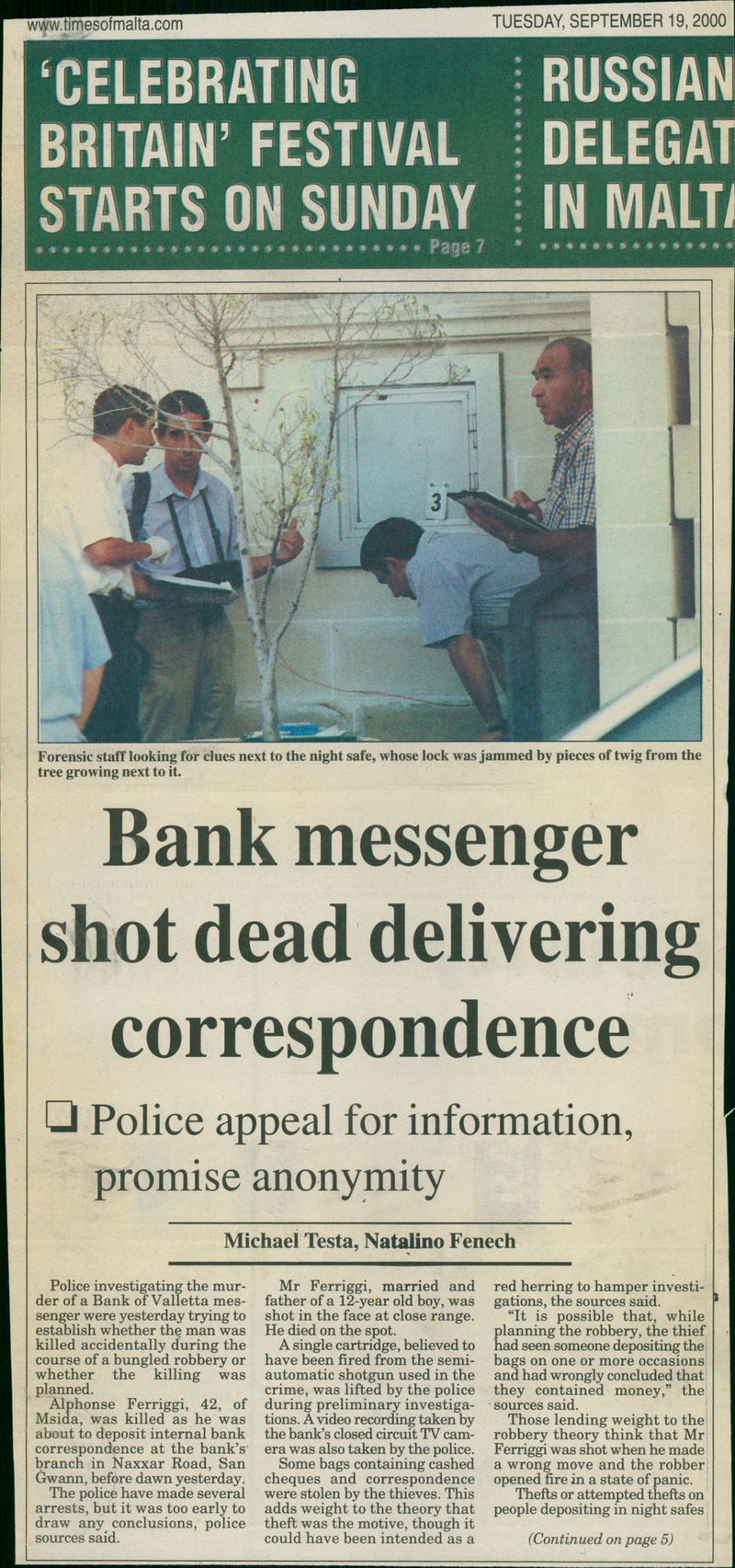 Alphonse Ferriggi Murder - Vintage Photograph