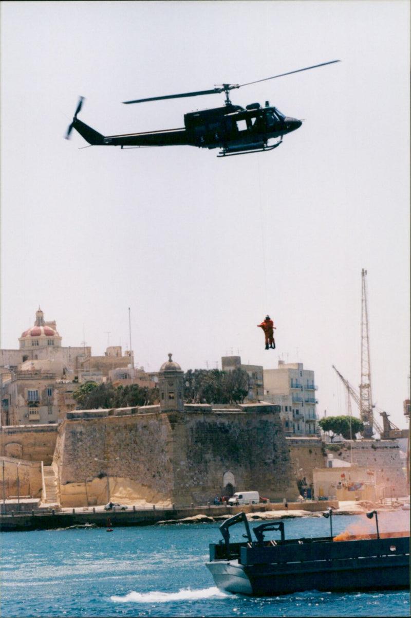 Rough Seas Restrict Military Exercise to Grand Harbour - Vintage Photograph