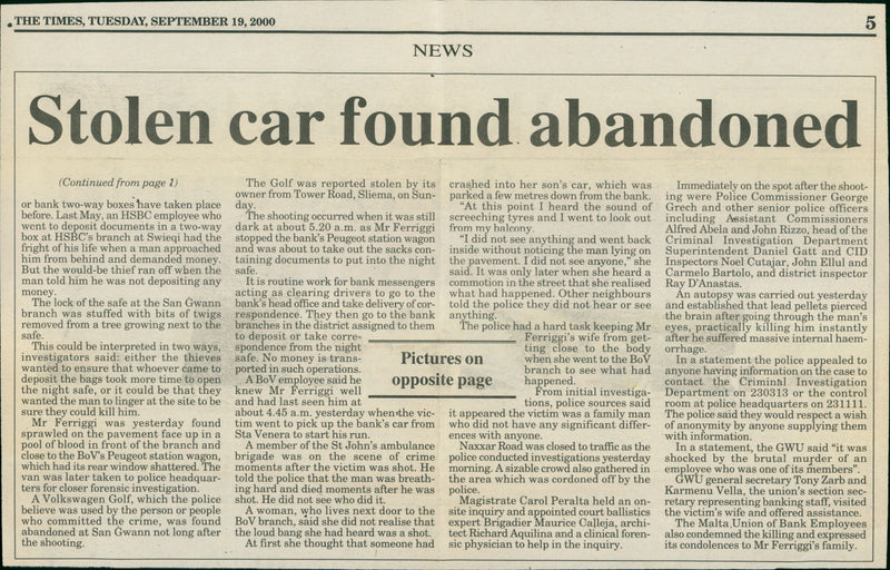 Alphonse Ferriggi Murder - Vintage Photograph