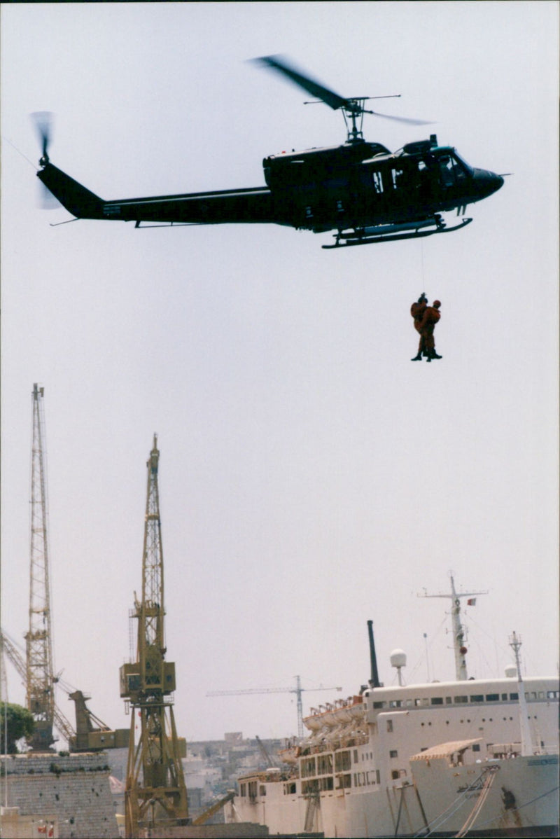 Rough Seas Restrict Military Exercise to Grand Harbour - Vintage Photograph