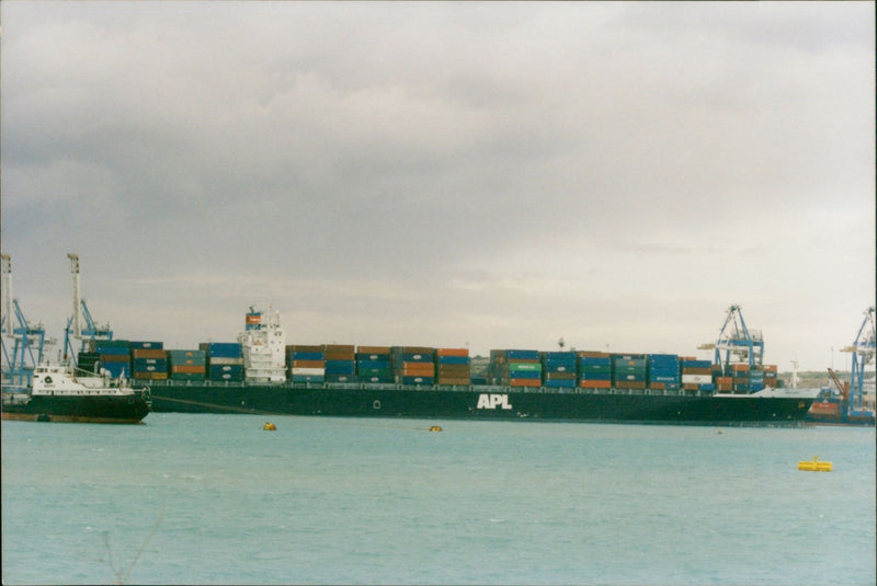 Container ship runs aground off Marsaxlokk - Vintage Photograph