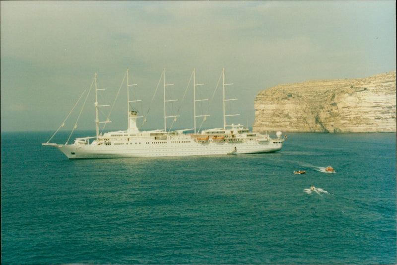 Cliff majesty and liner beauty - Vintage Photograph