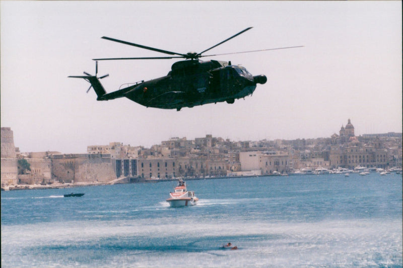 Rough Seas Restrict Military Exercise to Grand Harbour - Vintage Photograph