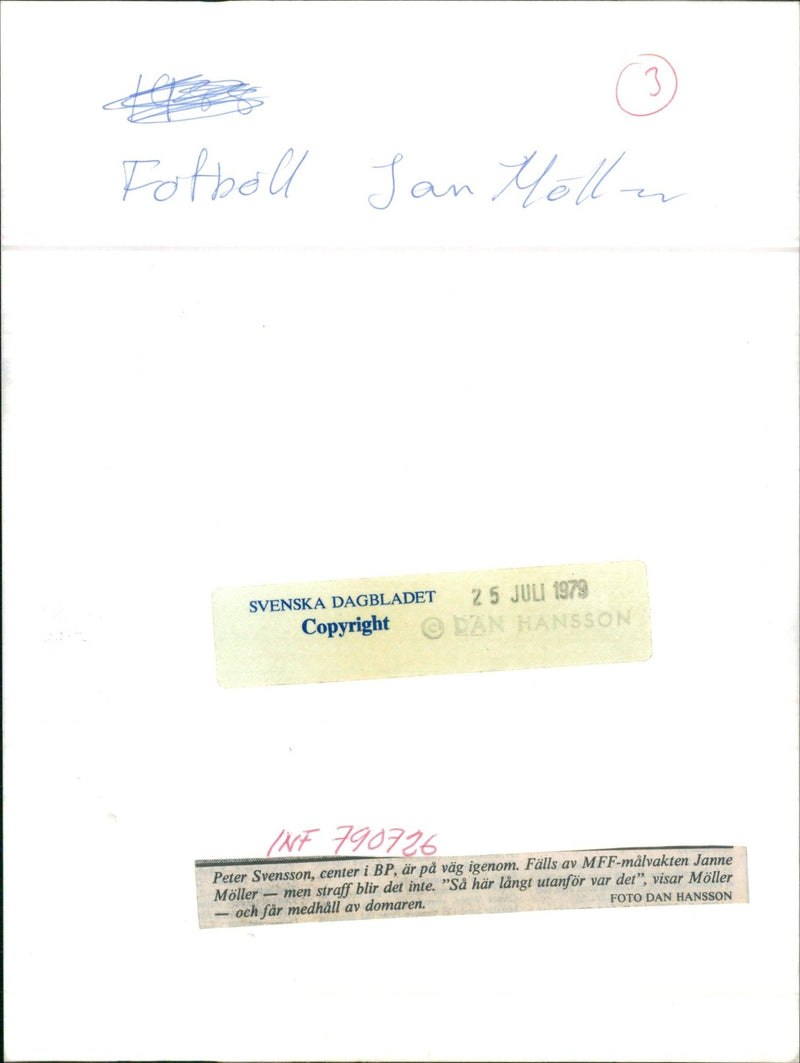 Janne Möller goalkeeper Malmö FF - Vintage Photograph