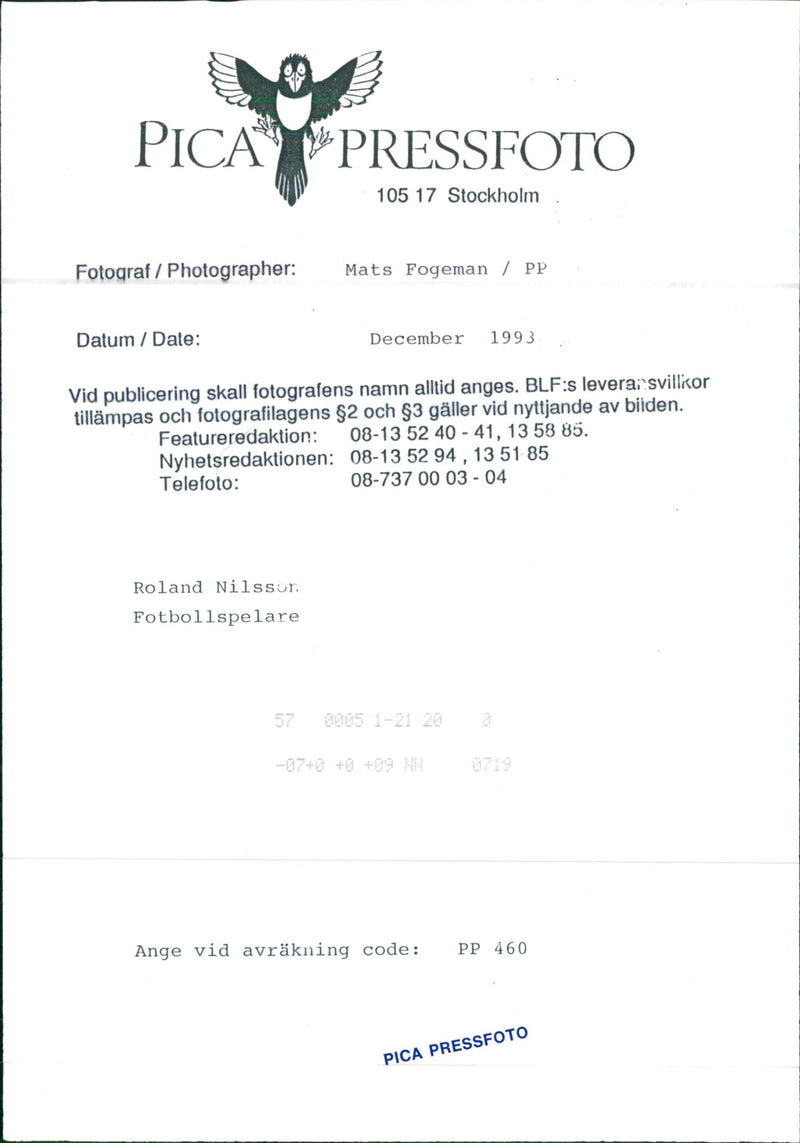 Roland Nilsson - Vintage Photograph