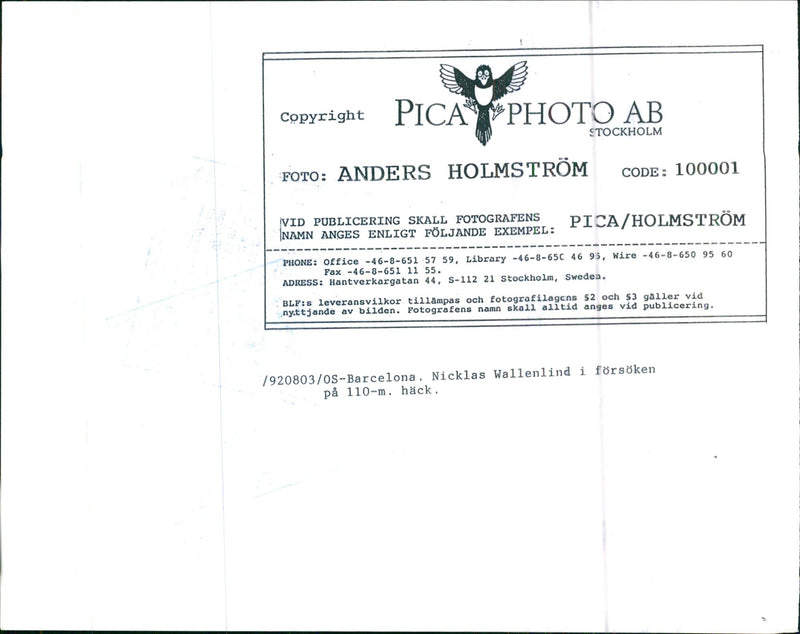 Niklas Wallenlind - Vintage Photograph