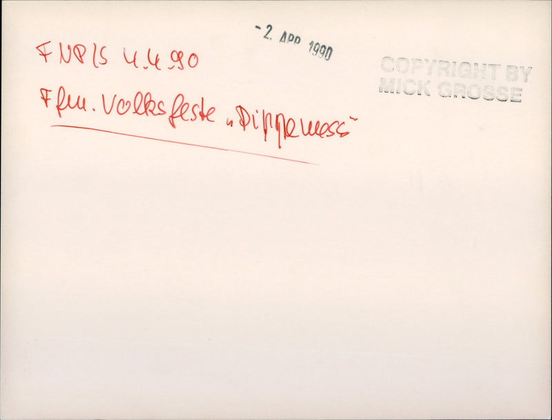 1990 VOLKSFEST DIPPEMESS GERMAN MUSIC FESTIVAL HELD DUPPEUSE - Vintage Photograph