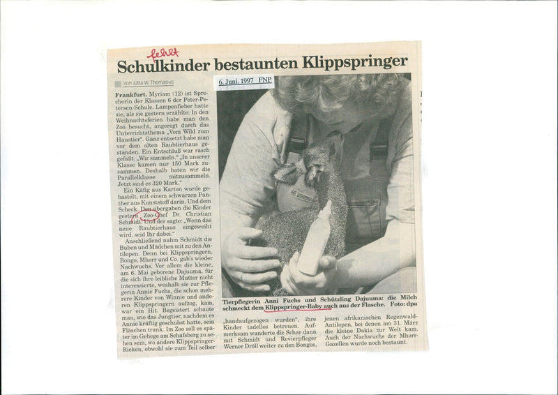 Anni Fuchs mit Klippspringer-Baby - Vintage Photograph