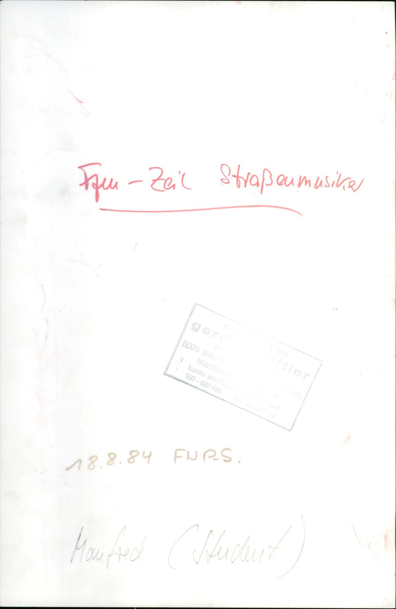 1984 NAGLATS MUSICIANS FIRE ZEIL STRAEN MUSIKAL FRIEDIS ACCOUNT STE FWPS MANFR - Vintage Photograph