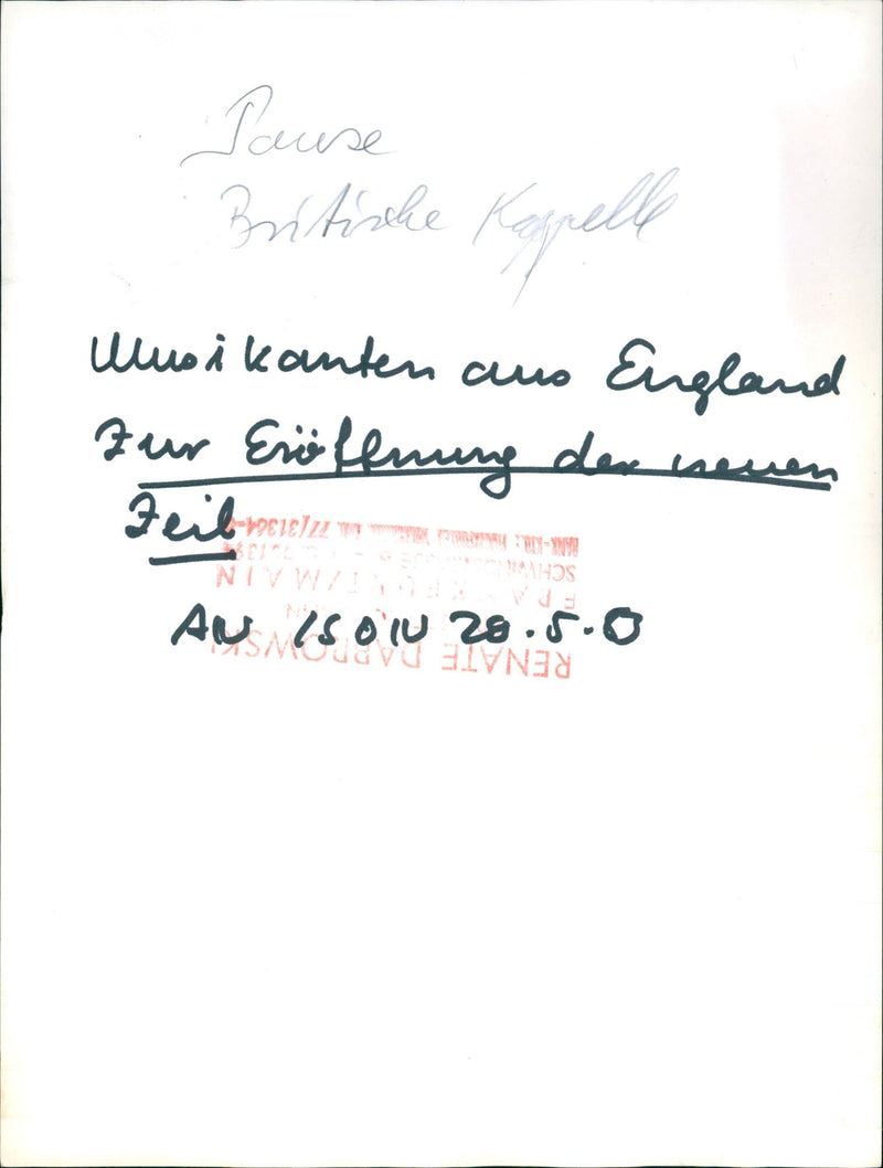 FFMSTRATEN ZEIL REOPENING ONLY BRITISH RAPELL MUSICIANS ENGLAND - Vintage Photograph