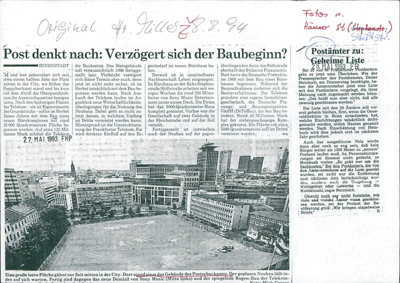 1994 FFOM POST OFFICE BUROGE BUILDING NEEDS MUSIC - Vintage Photograph