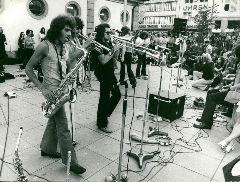 Concert of the music group "Beal" at the Hauptwache in Frankfurt - Vintage Photograph