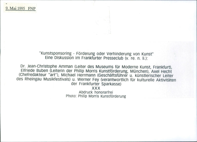 Frankfurt Press Club - Dr. Jean-Christophe Amman - Vintage Photograph