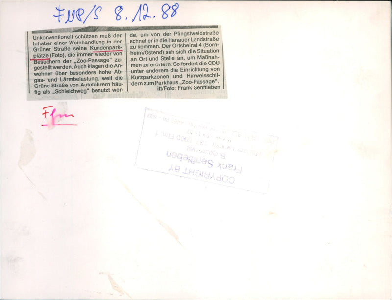 Parking lot on Grüner Strasse in Frankfurt - Vintage Photograph