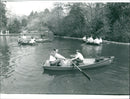 Boating in the palm garden - Vintage Photograph