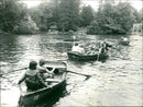 Rowing boats in the palm garden - Vintage Photograph